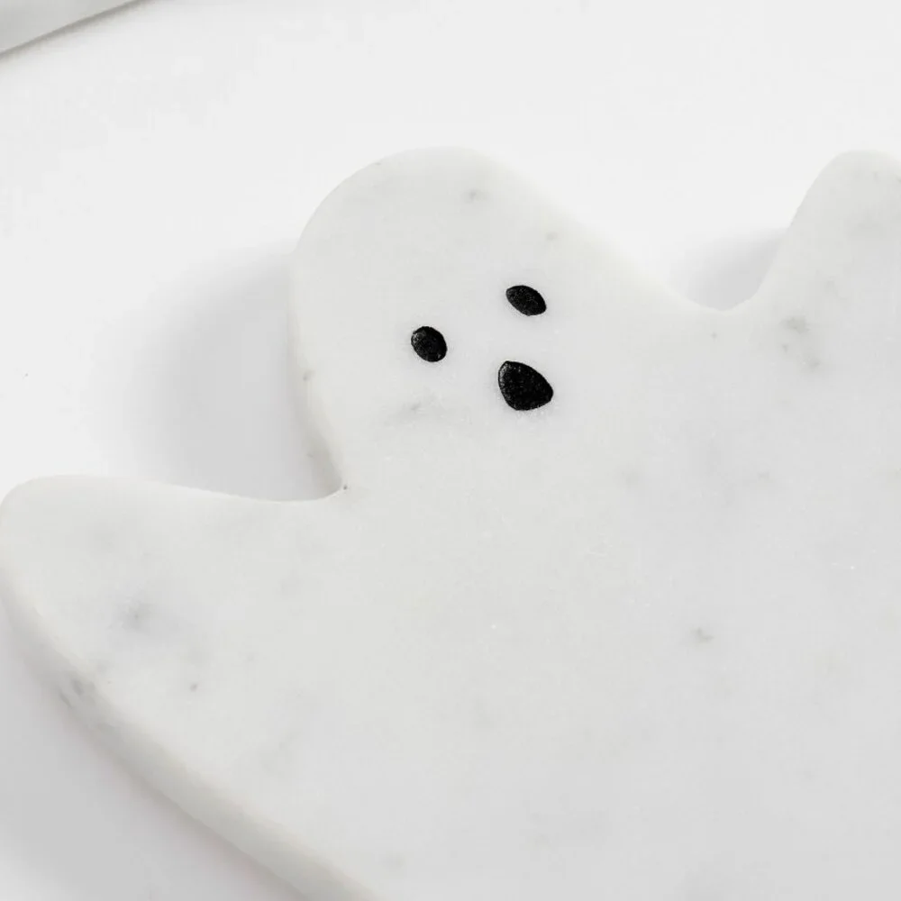 Pottery Barn Figural Ghost Marble Coasters - Set of 4